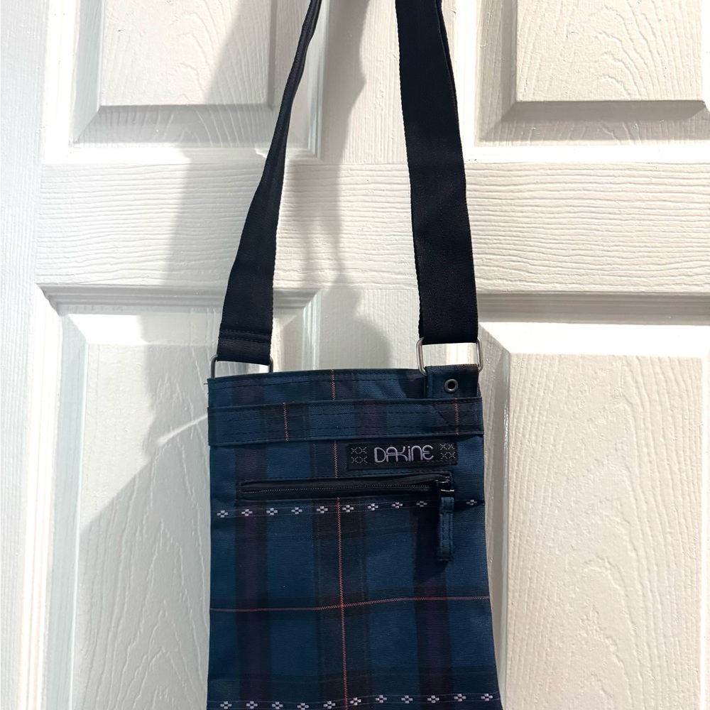 Dakine Blue and Purple Plaid Adjustable Crossbody Bag
